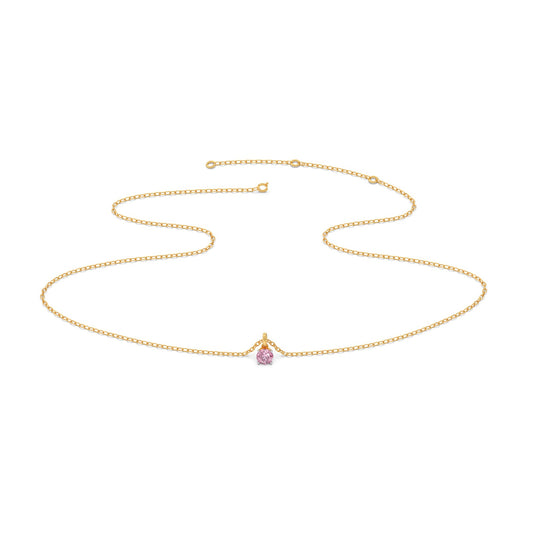 Rose Quartz Colour Round Diamond Pendant