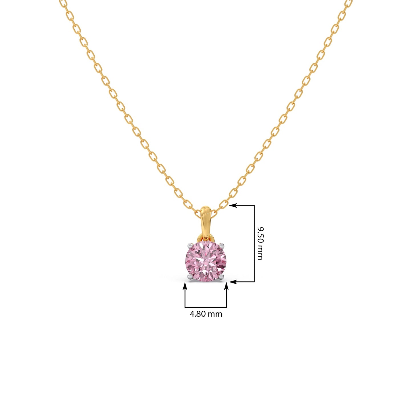 Rose Quartz Colour Round Diamond Pendant