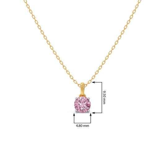 Rose Quartz Colour Round Diamond Pendant