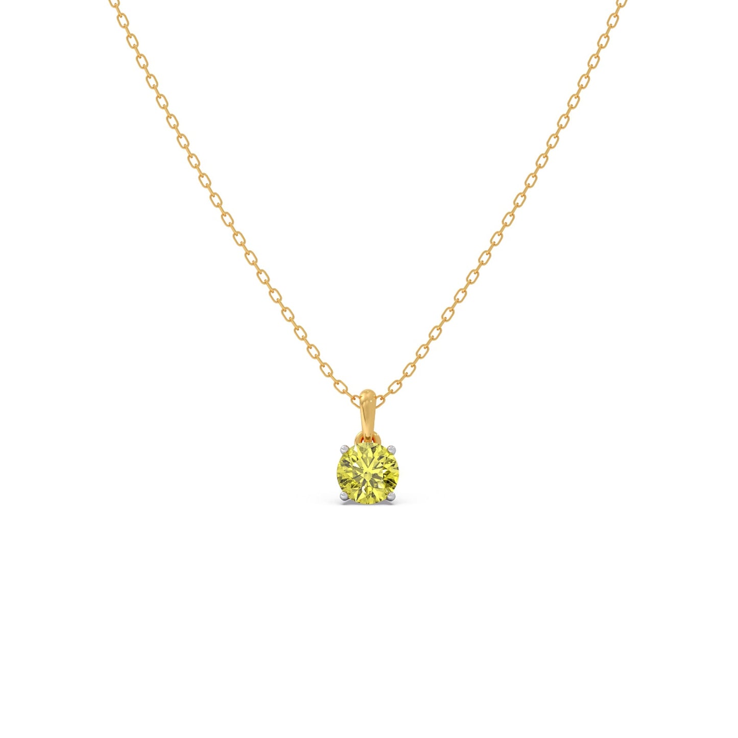 Lemon Quartz Gemstone Chain Pendant