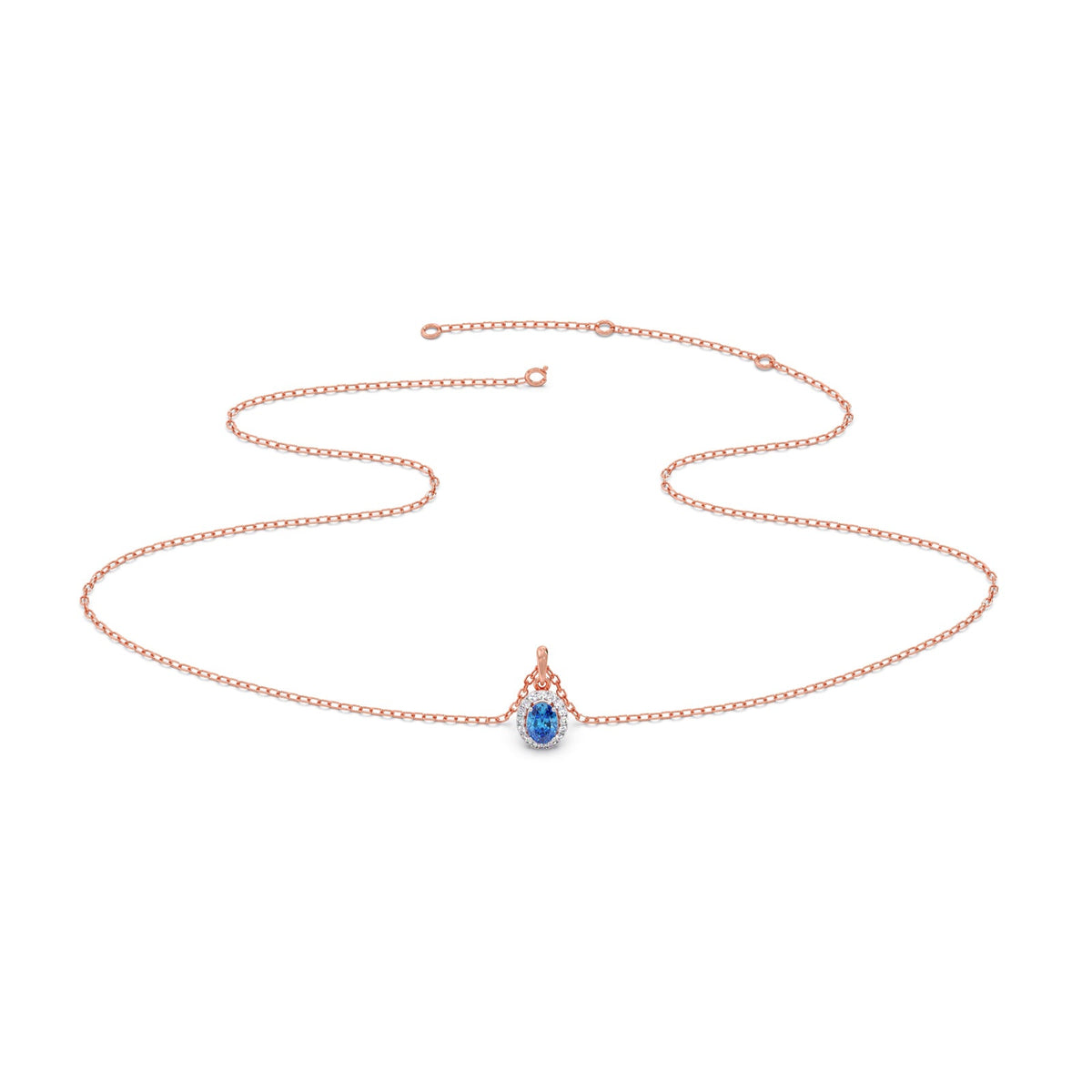 Oval Gem Halo Diamond Pendent