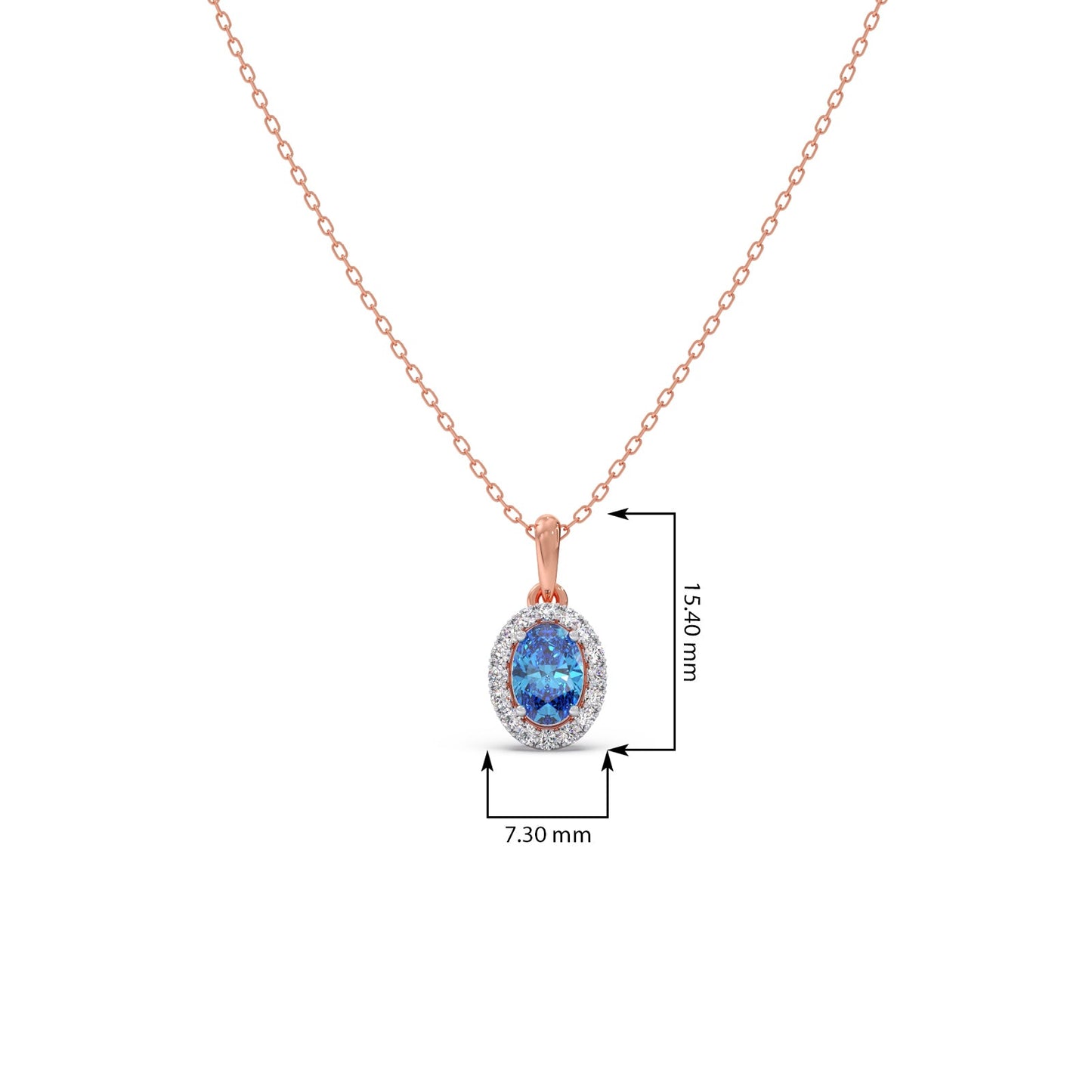 Oval Gem Halo Diamond Pendent