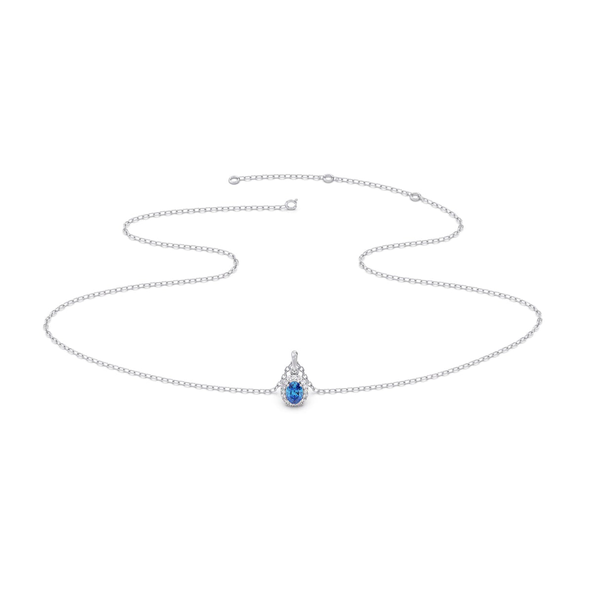 Oval Gem Halo Diamond Pendent