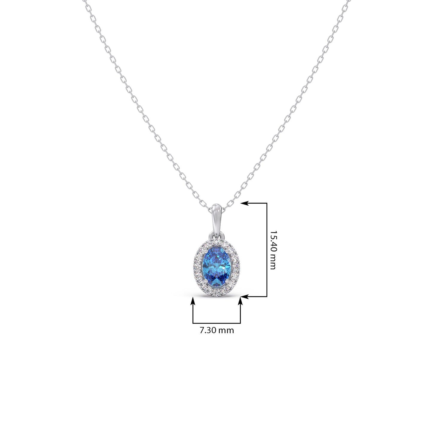 Oval Gem Halo Diamond Pendent