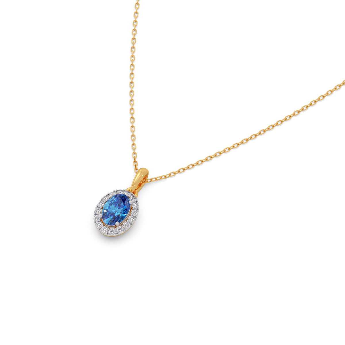 Oval Gem Halo Diamond Pendent
