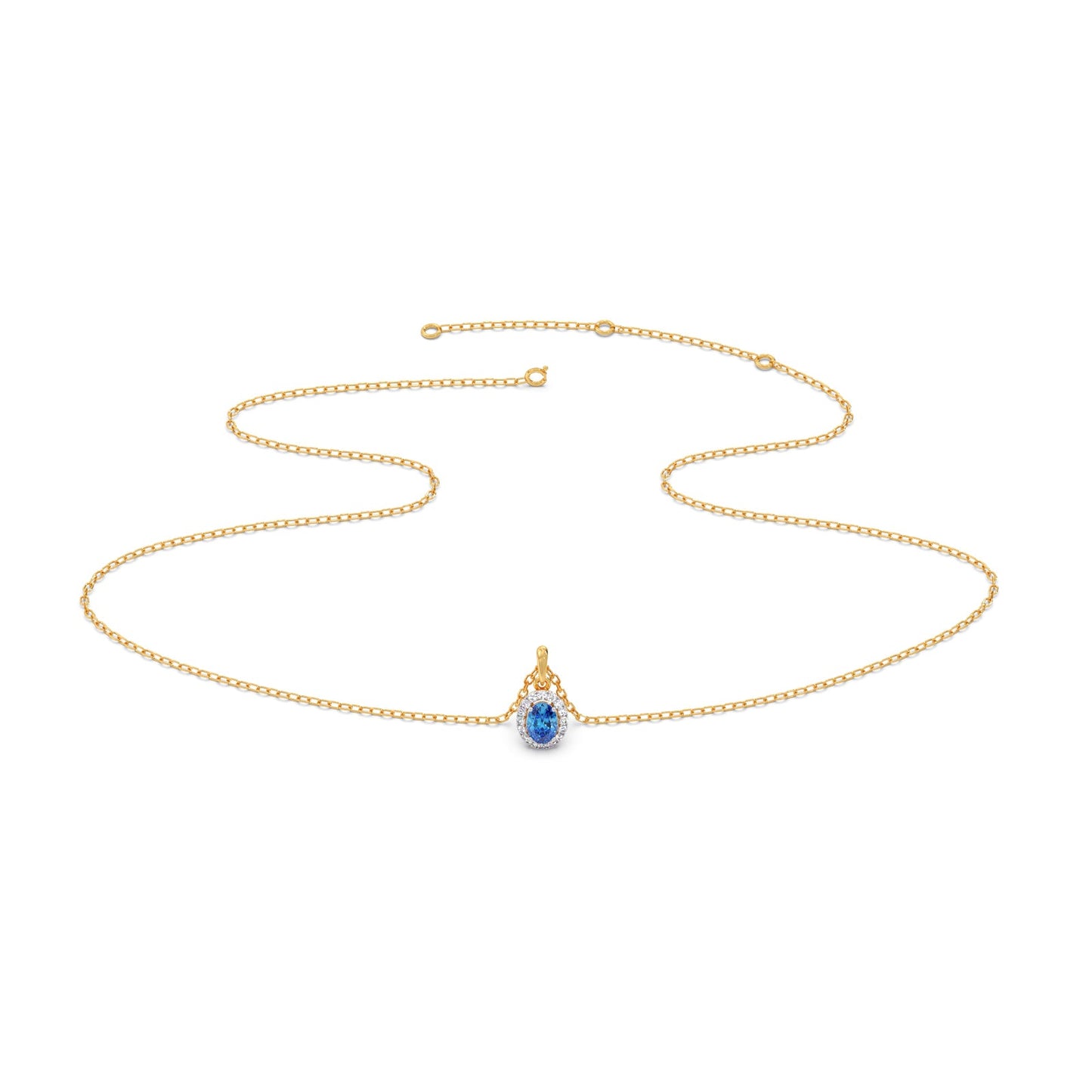 Oval Gem Halo Diamond Pendent