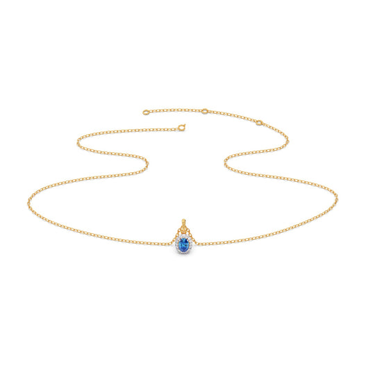 Oval Gem Halo Diamond Pendent