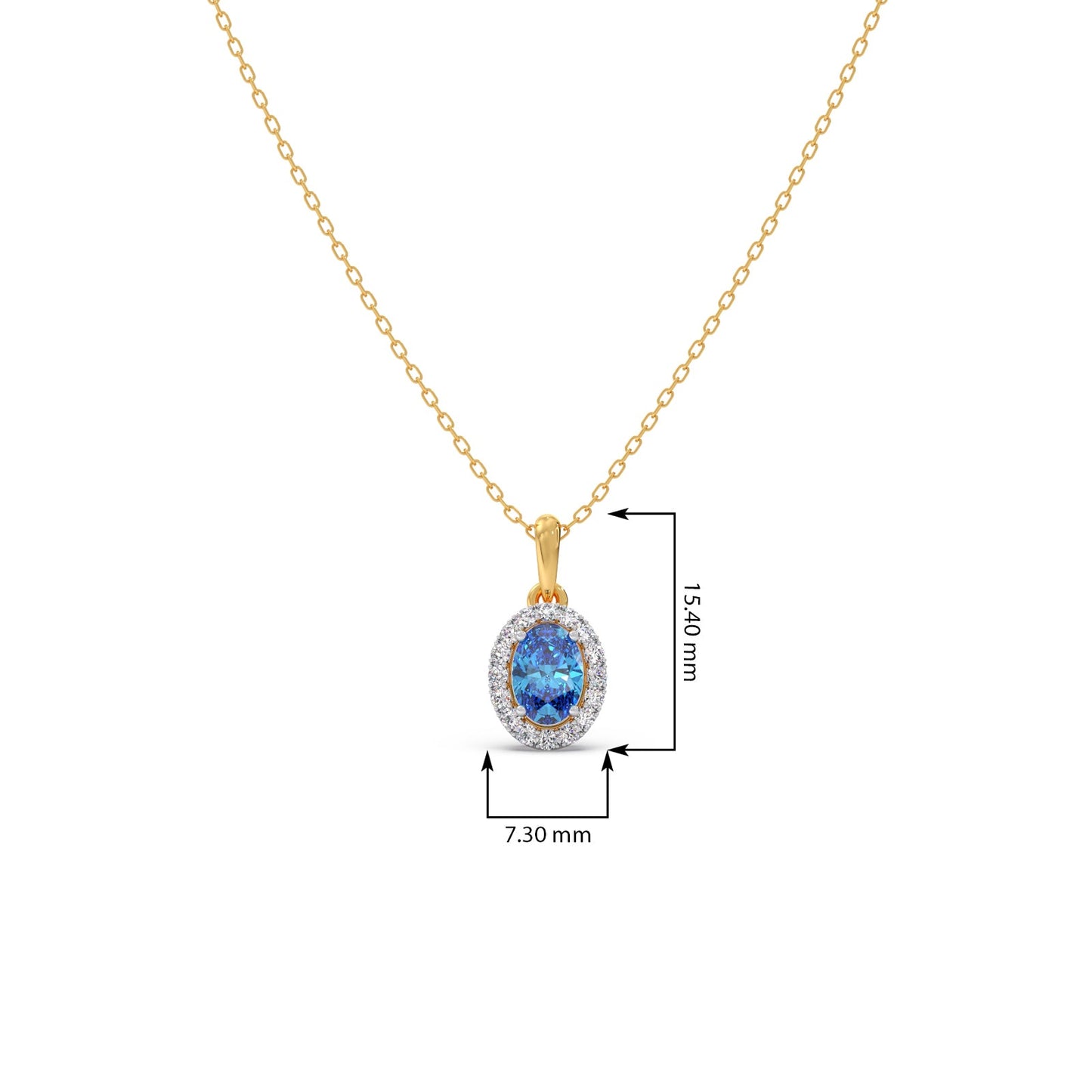 Oval Gem Halo Diamond Pendent