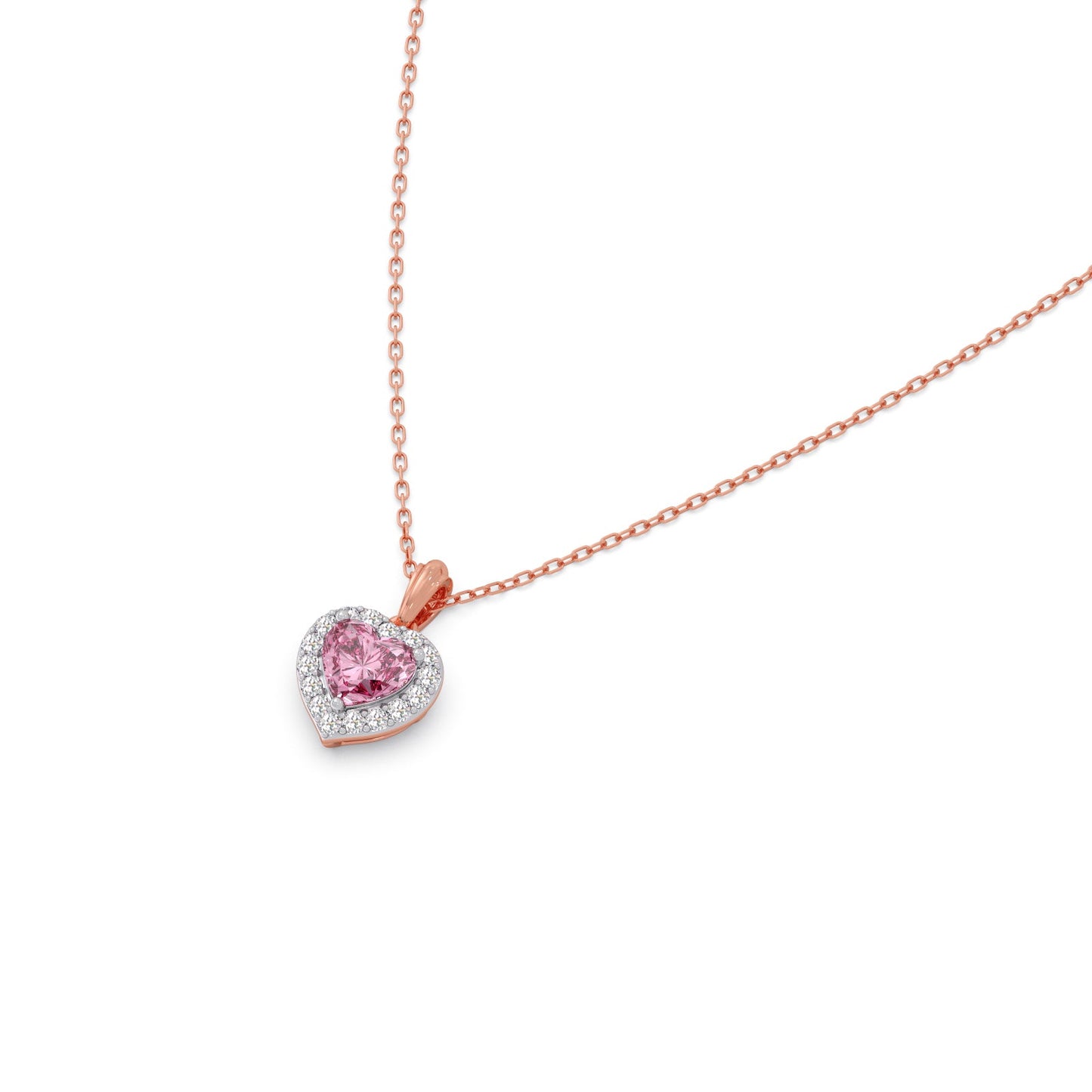 Heart Gem Halo Diamond Pendant
