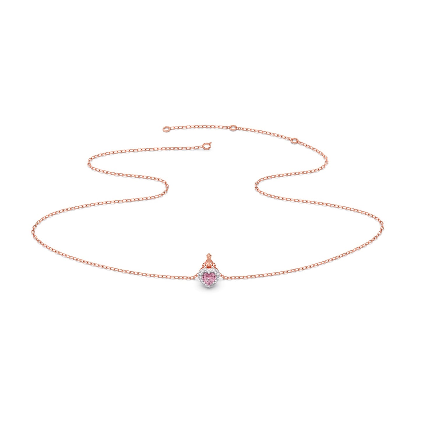 Heart Gem Halo Diamond Pendant