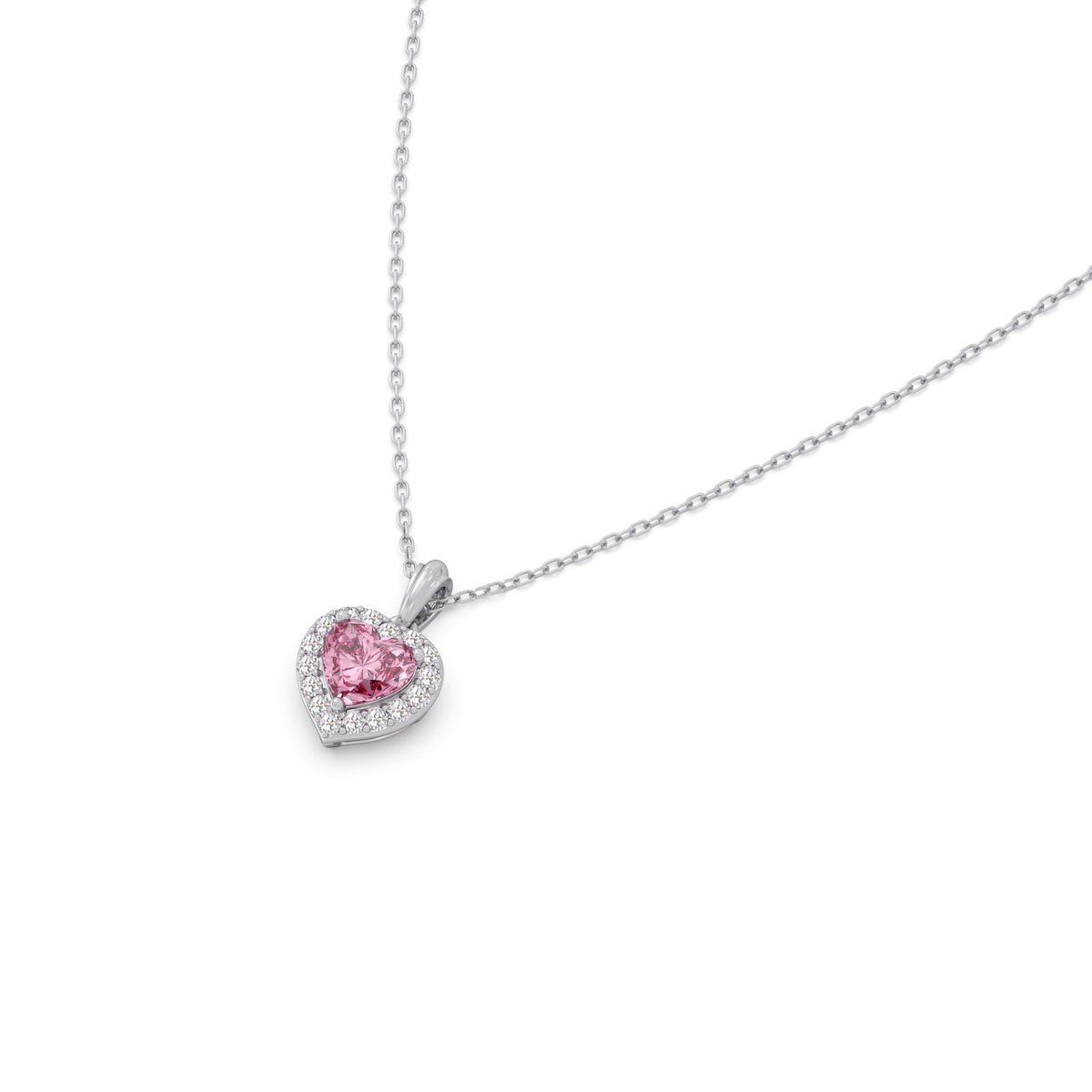 Heart Gem Halo Diamond Pendant