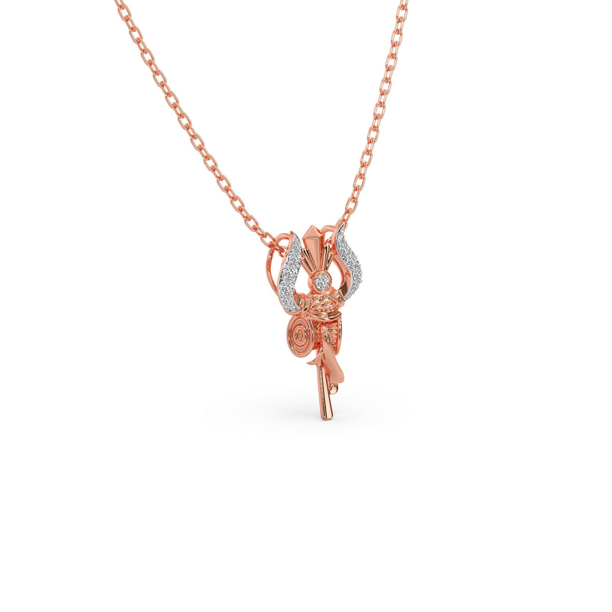 Vedic Trishul Round Diamond Pendant