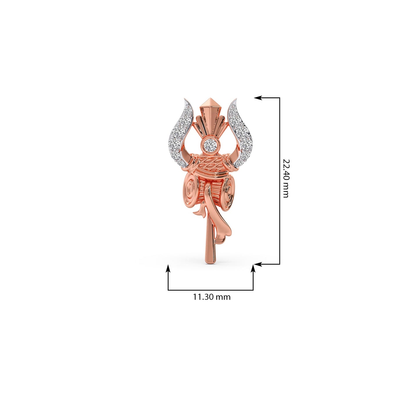 Vedic Trishul Round Diamond Pendant
