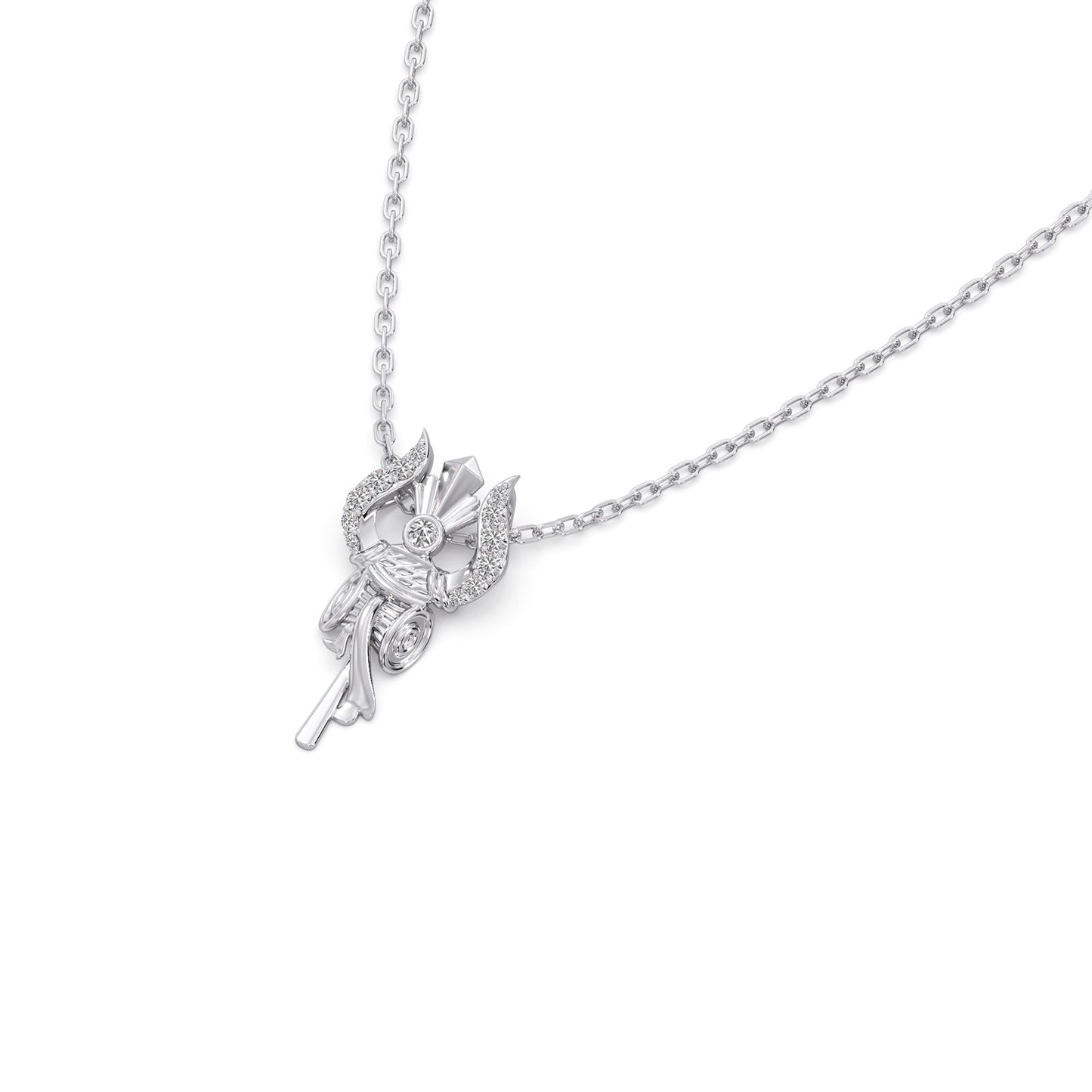 Vedic Trishul Round Diamond Pendant