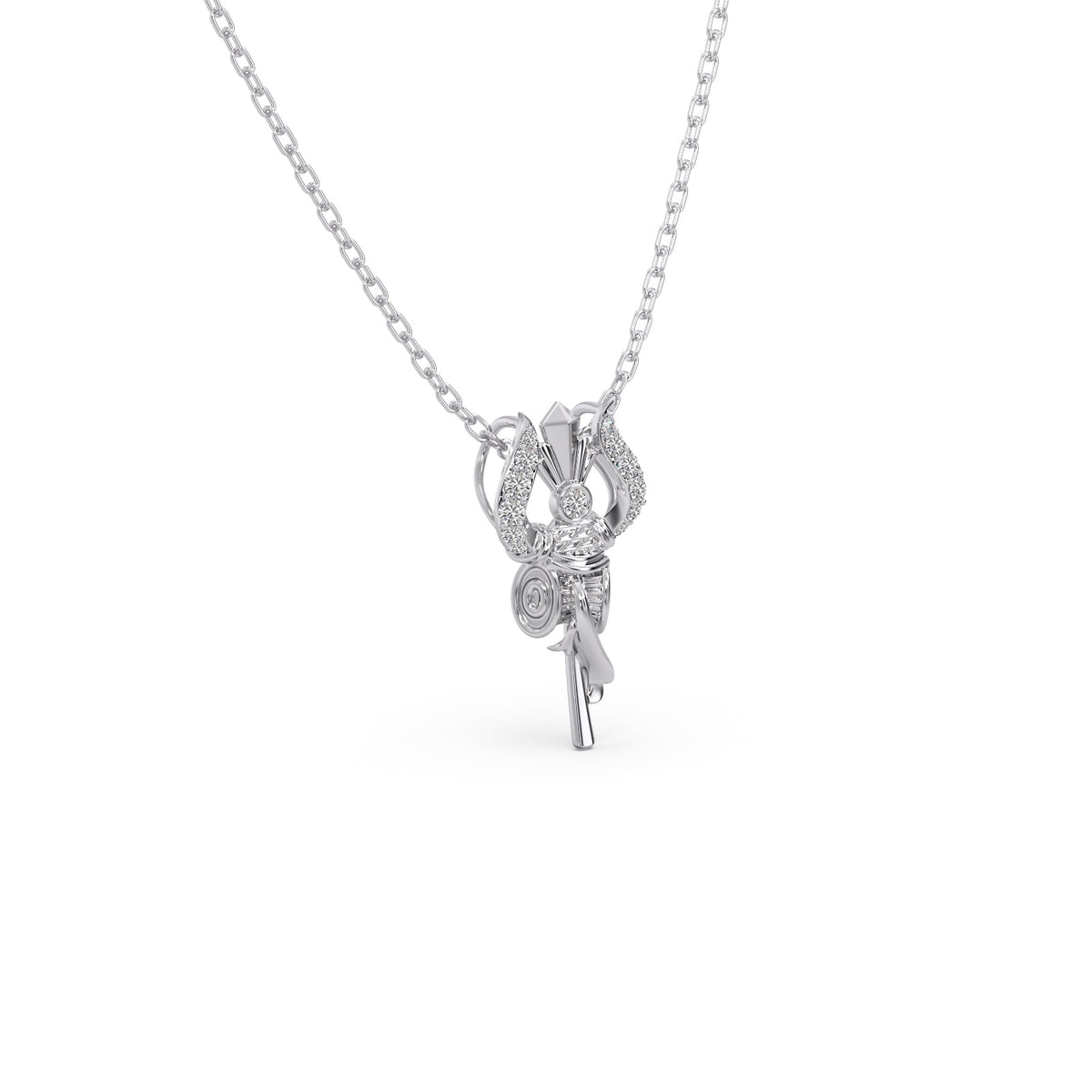 Vedic Trishul Round Diamond Pendant