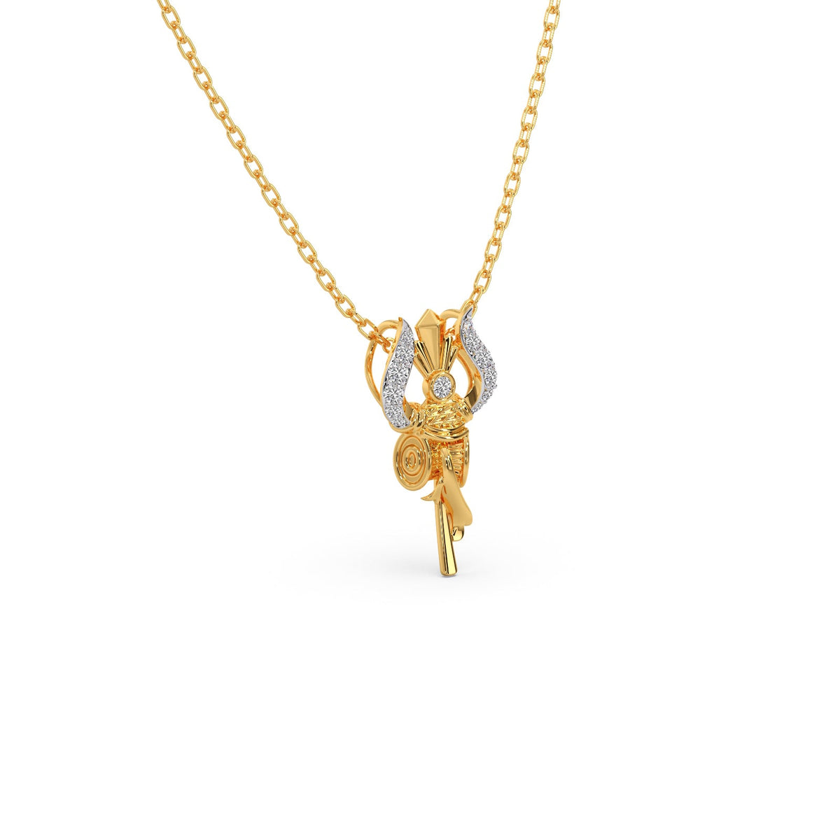 Vedic Trishul Round Diamond Pendant