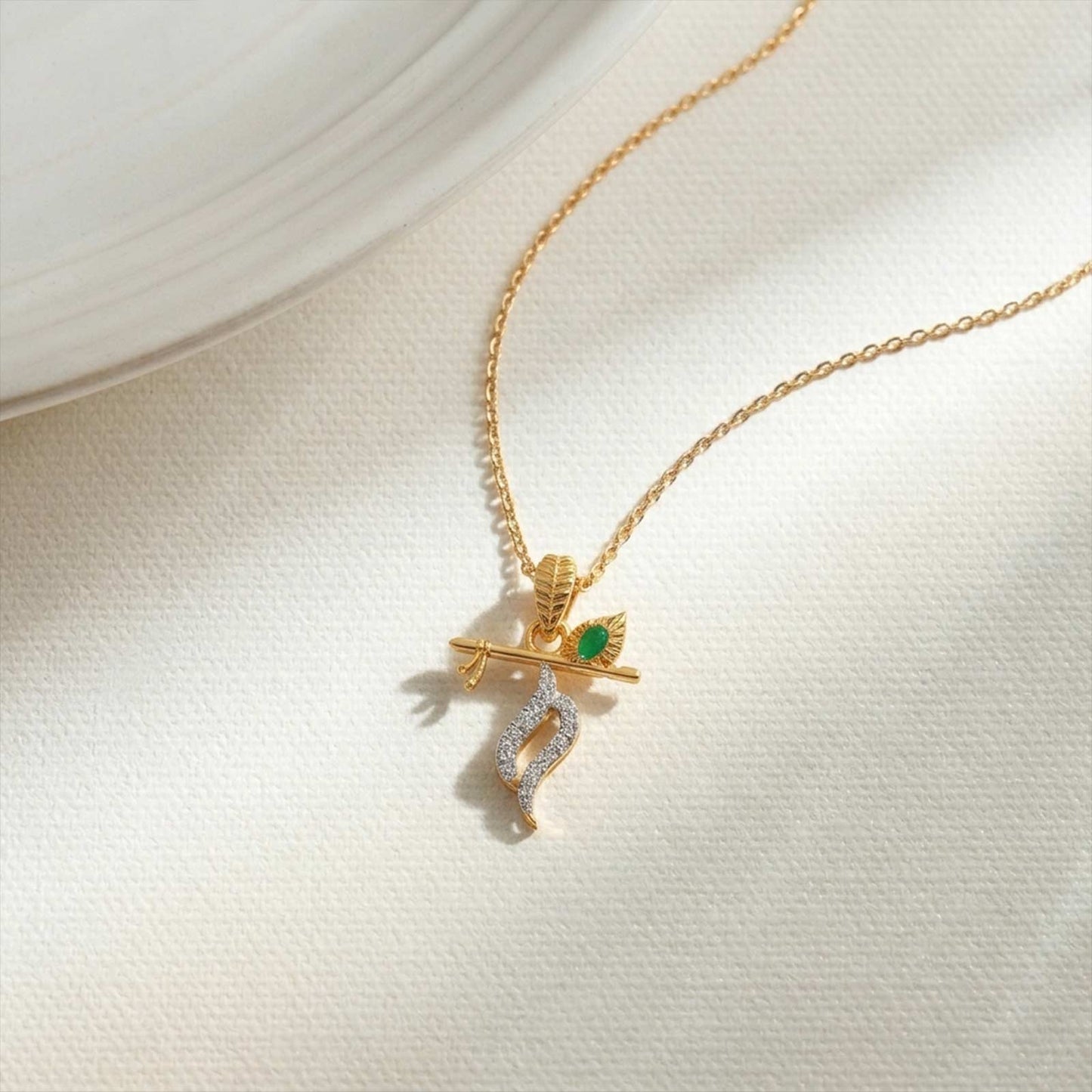 Krishna’s Flute Diamond Pendant