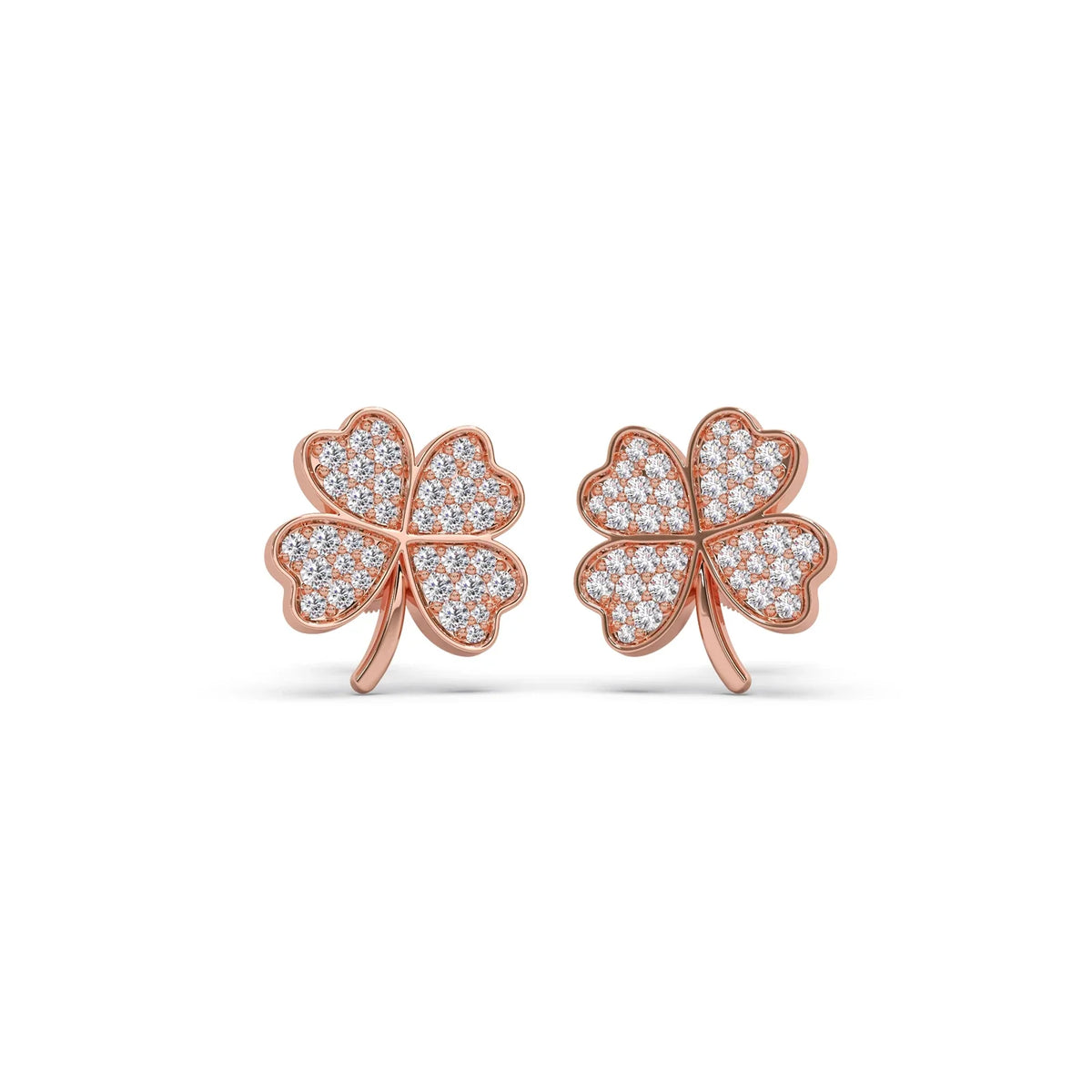 Clover Flower Pave Diamond Studs