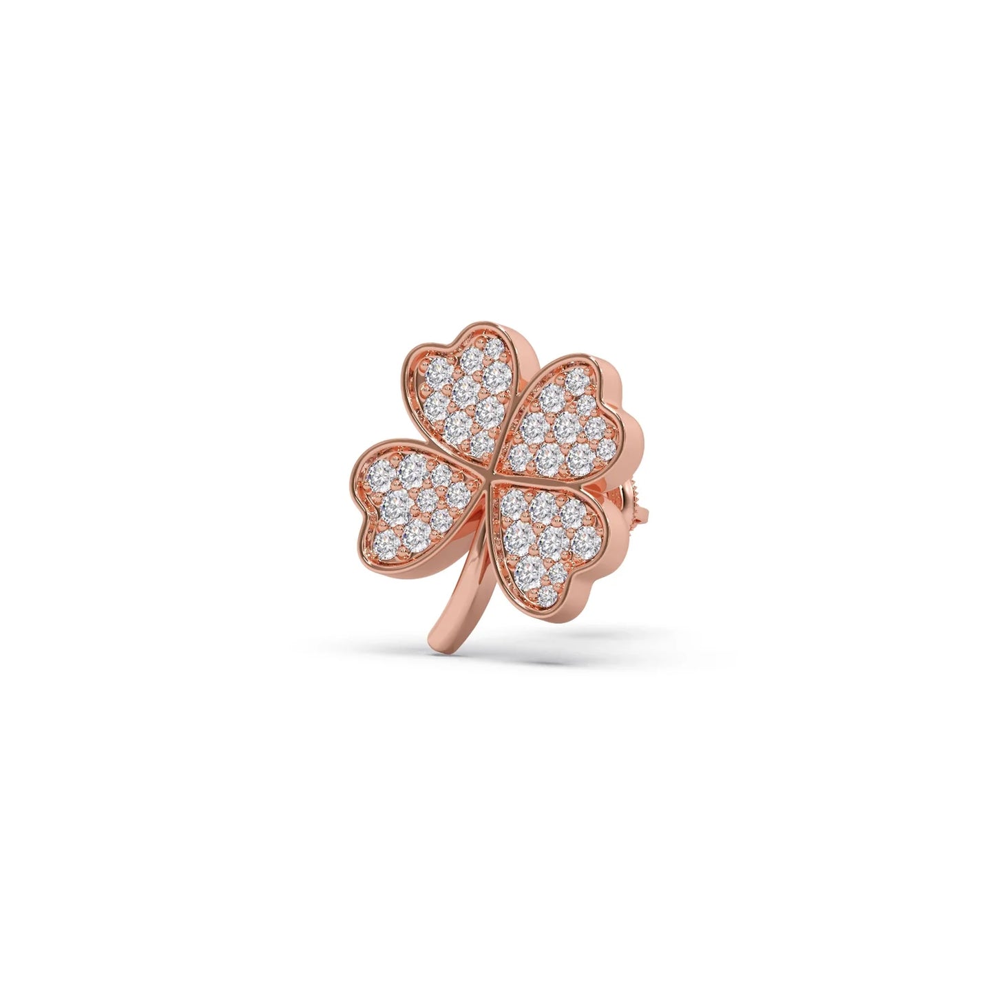 Clover Flower Pave Diamond Studs