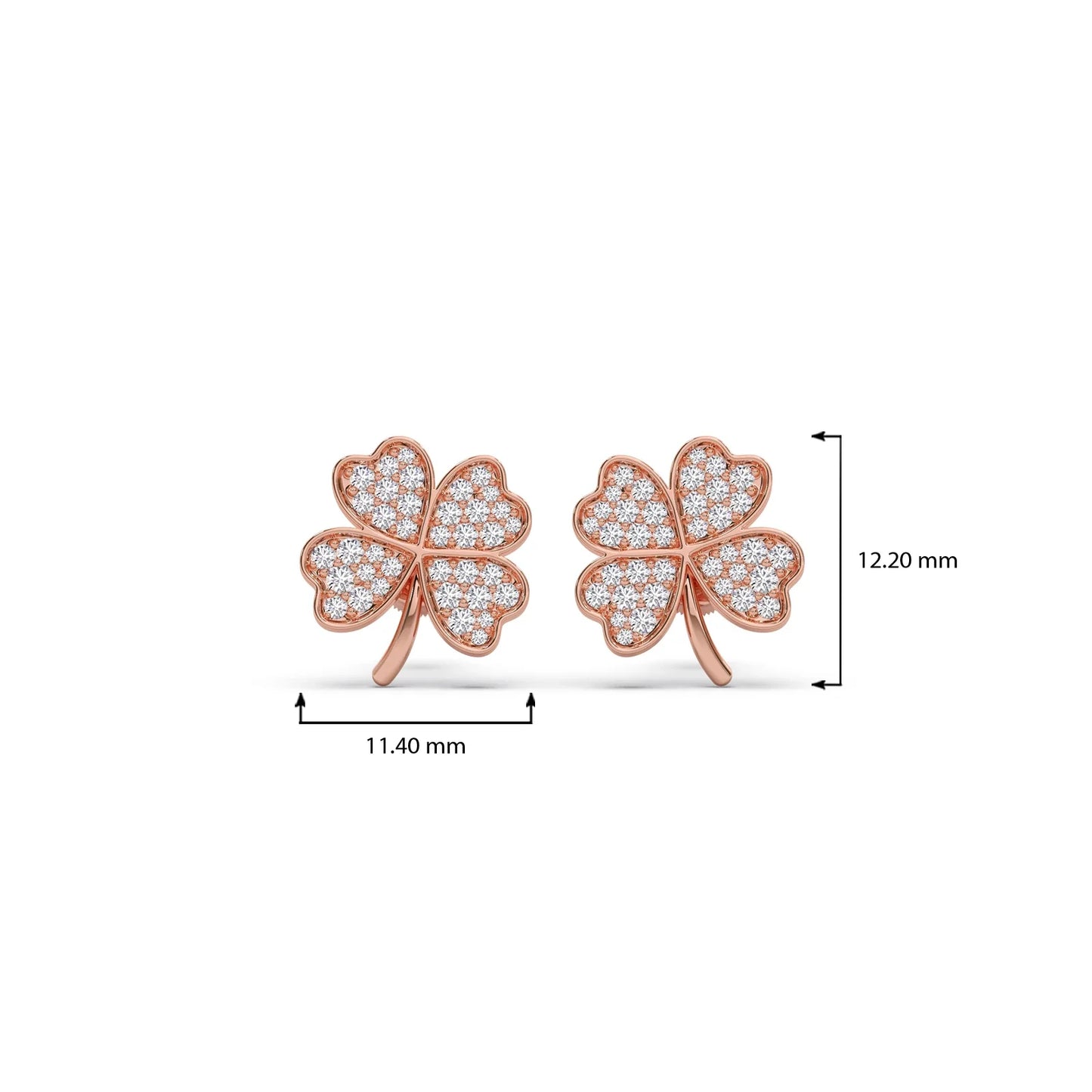 Clover Flower Pave Diamond Studs
