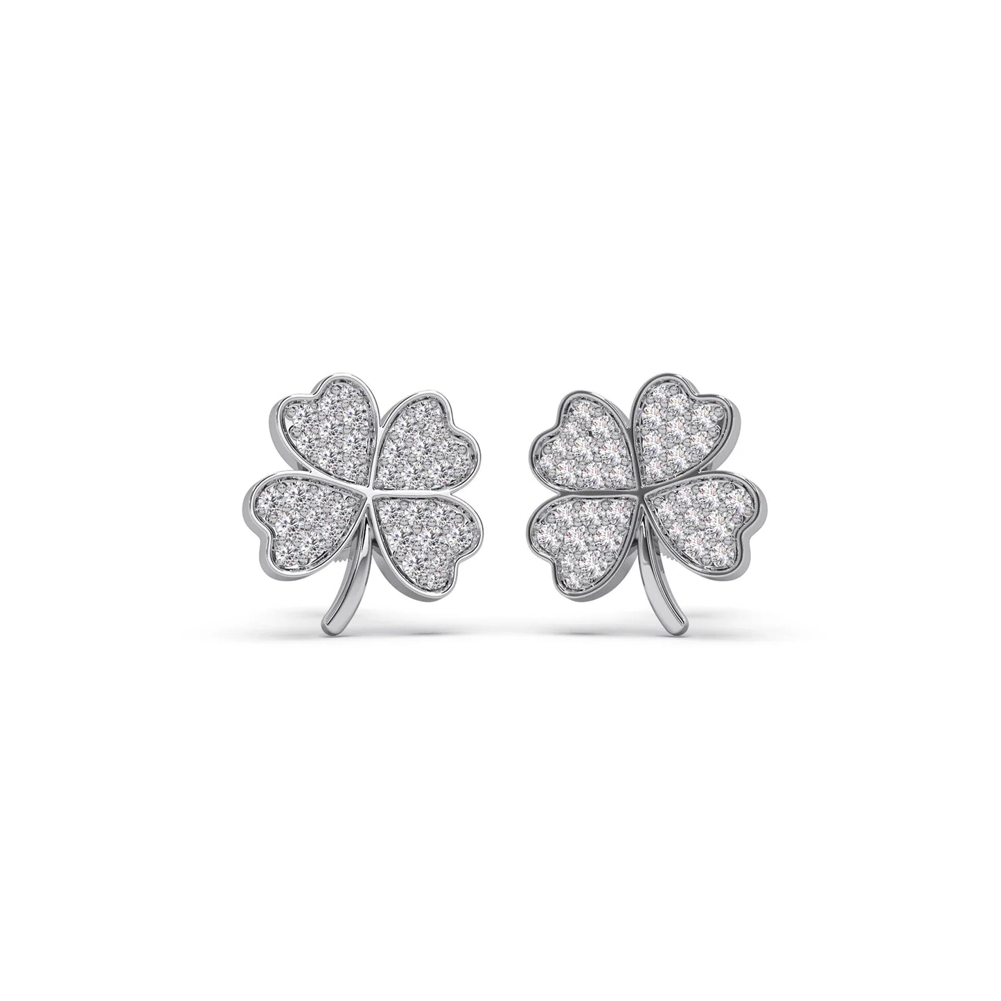 Clover Flower Pave Diamond Studs
