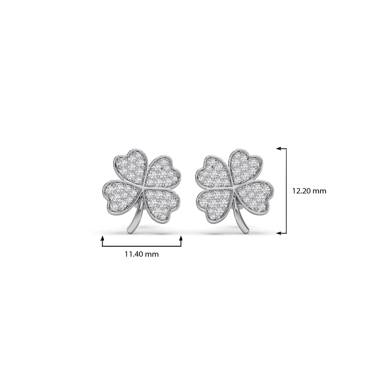 Clover Flower Pave Diamond Studs