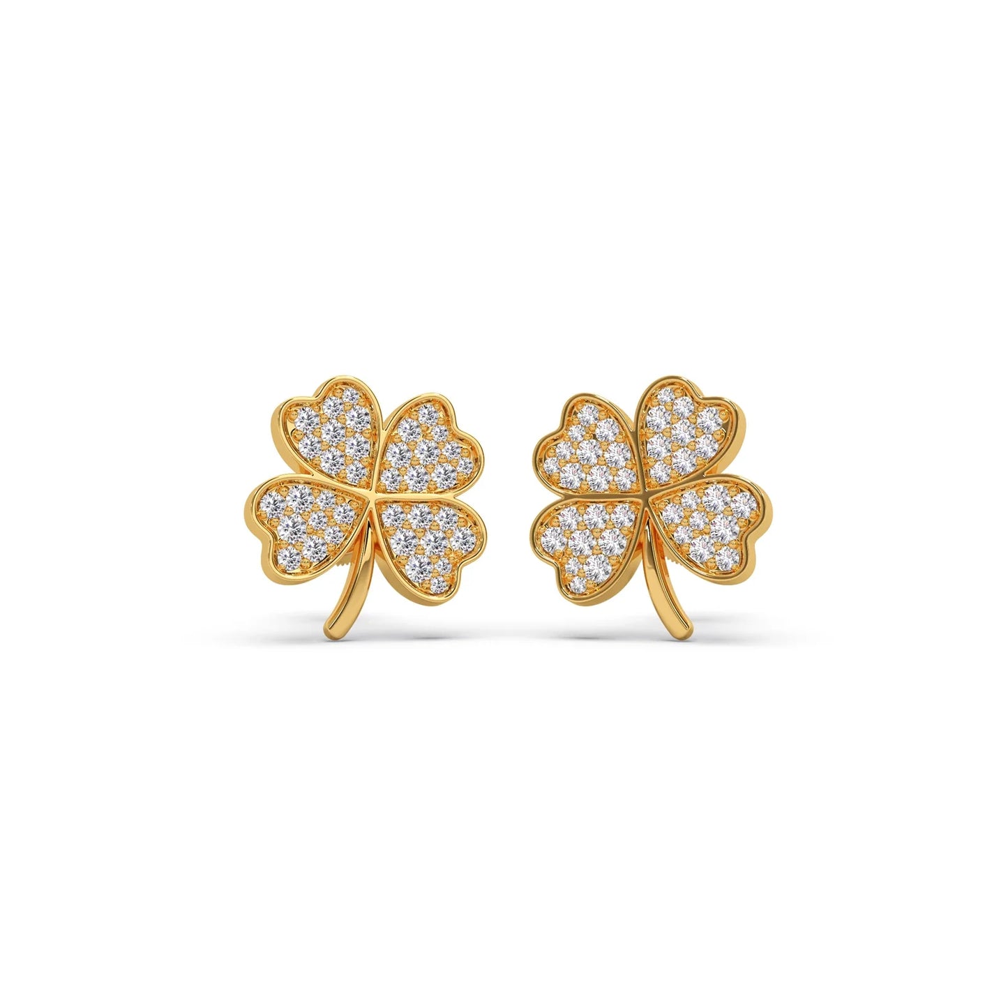 Clover Flower Pave Diamond Studs
