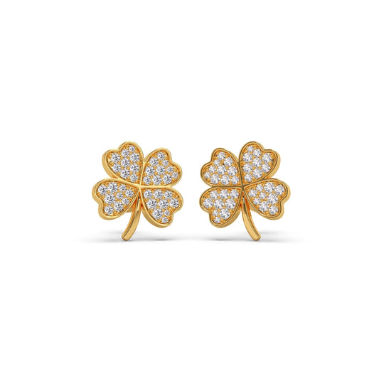 Clover Flower Pave Diamond Studs