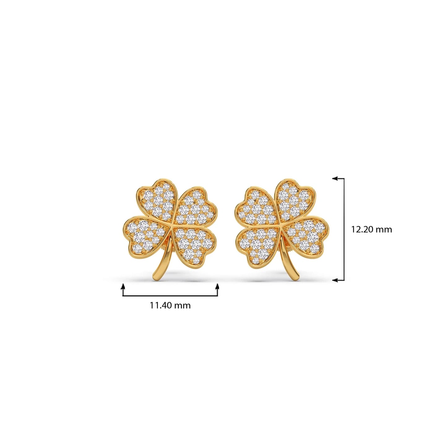 Clover Flower Pave Diamond Studs
