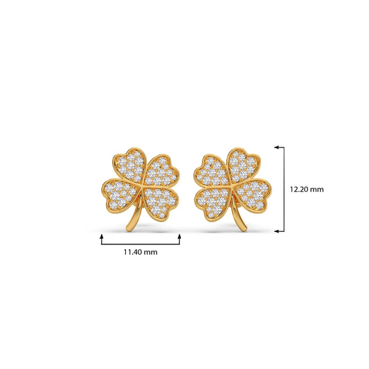 Clover Flower Pave Diamond Studs