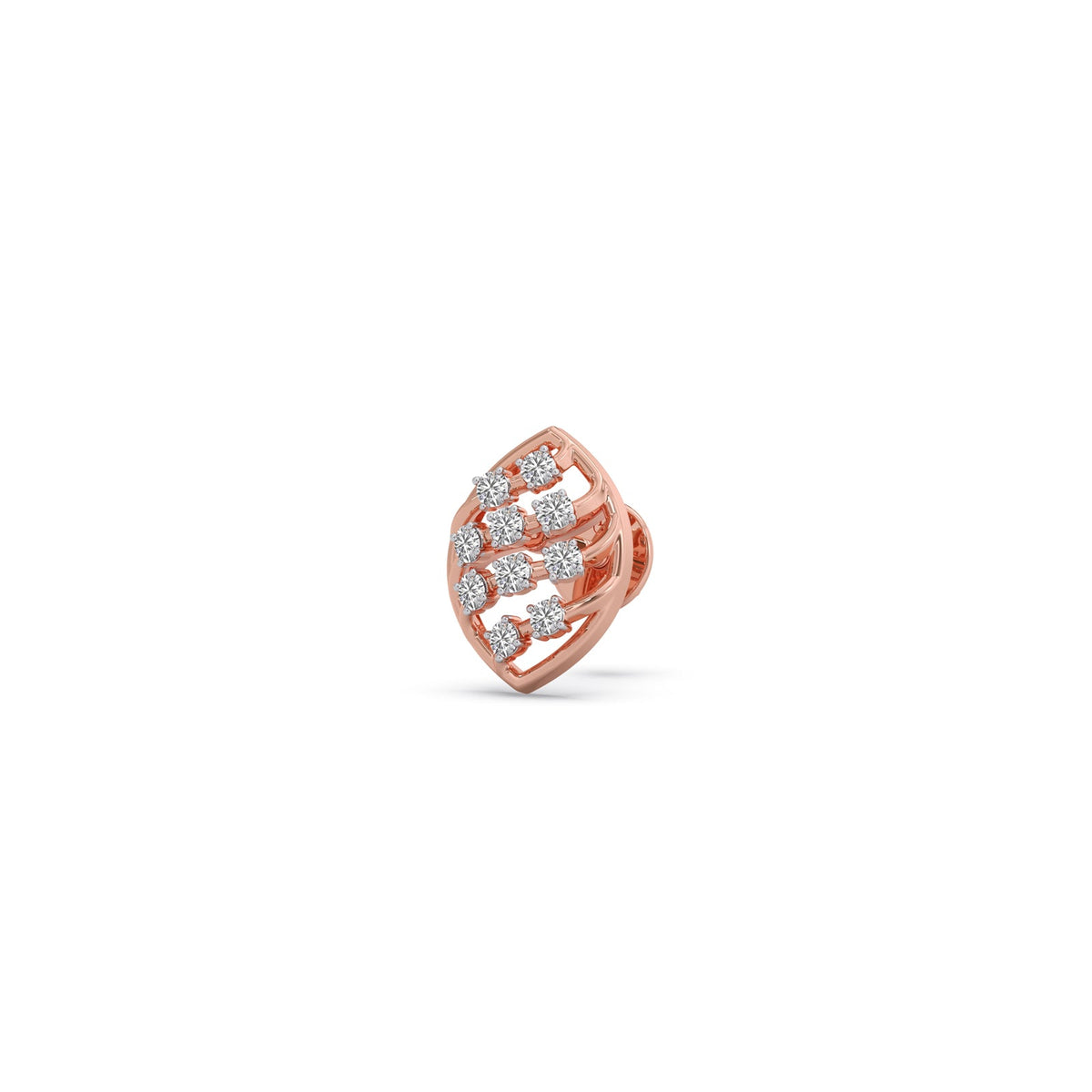Round Diamond Leaf Stud Earrings