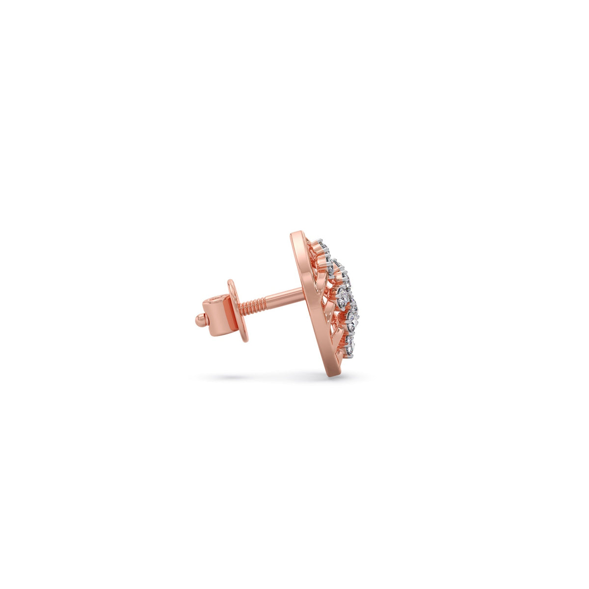 Round Diamond Leaf Stud Earrings