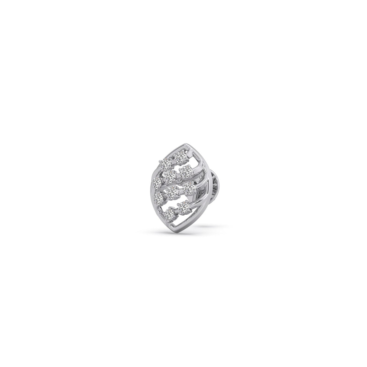 Round Diamond Leaf Stud Earrings