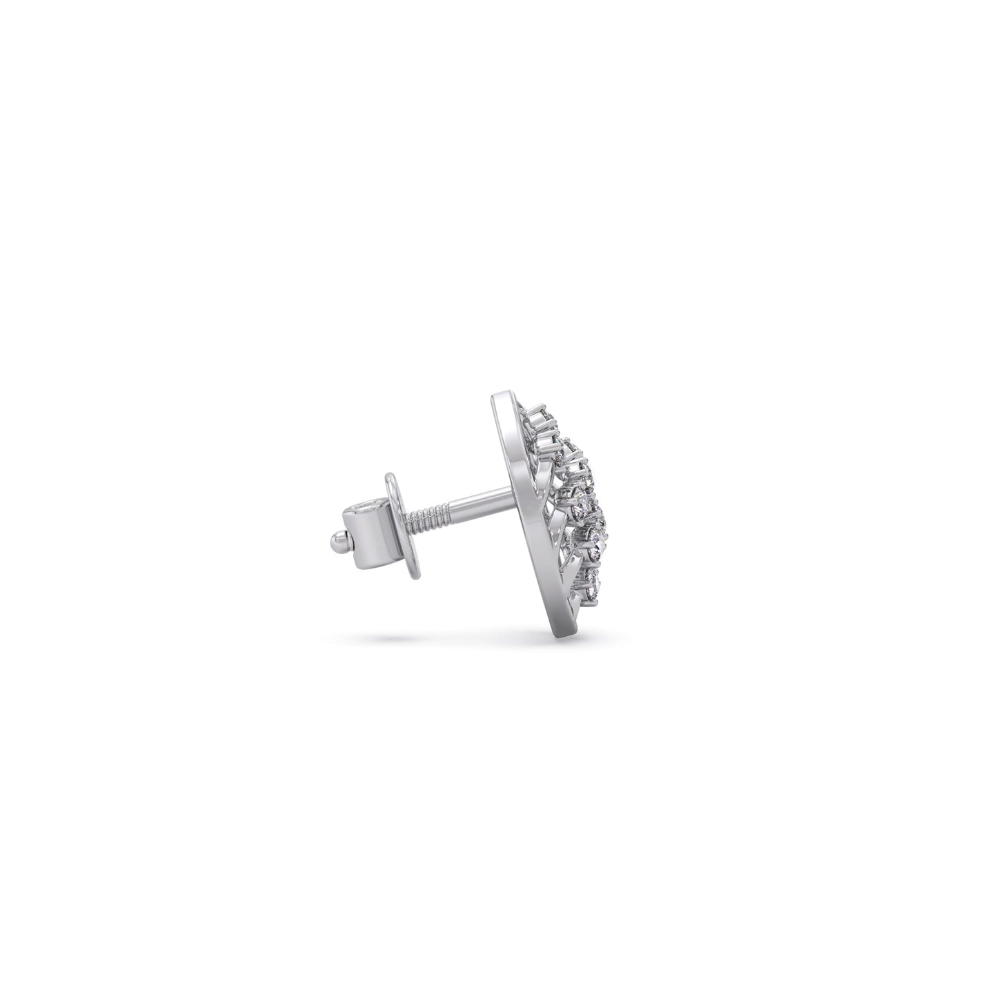 Round Diamond Leaf Stud Earrings