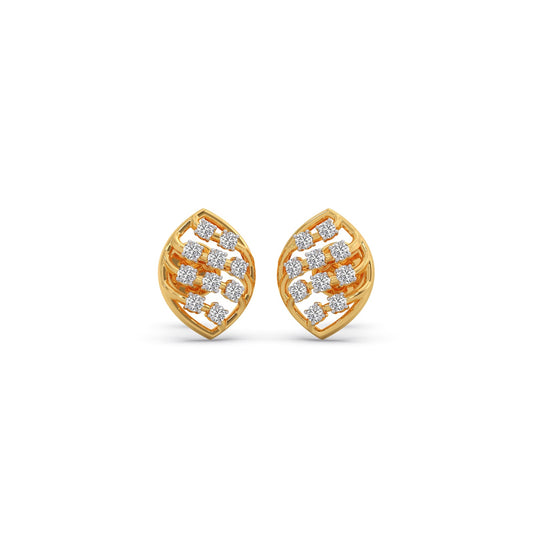 Round Diamond Leaf Stud Earrings