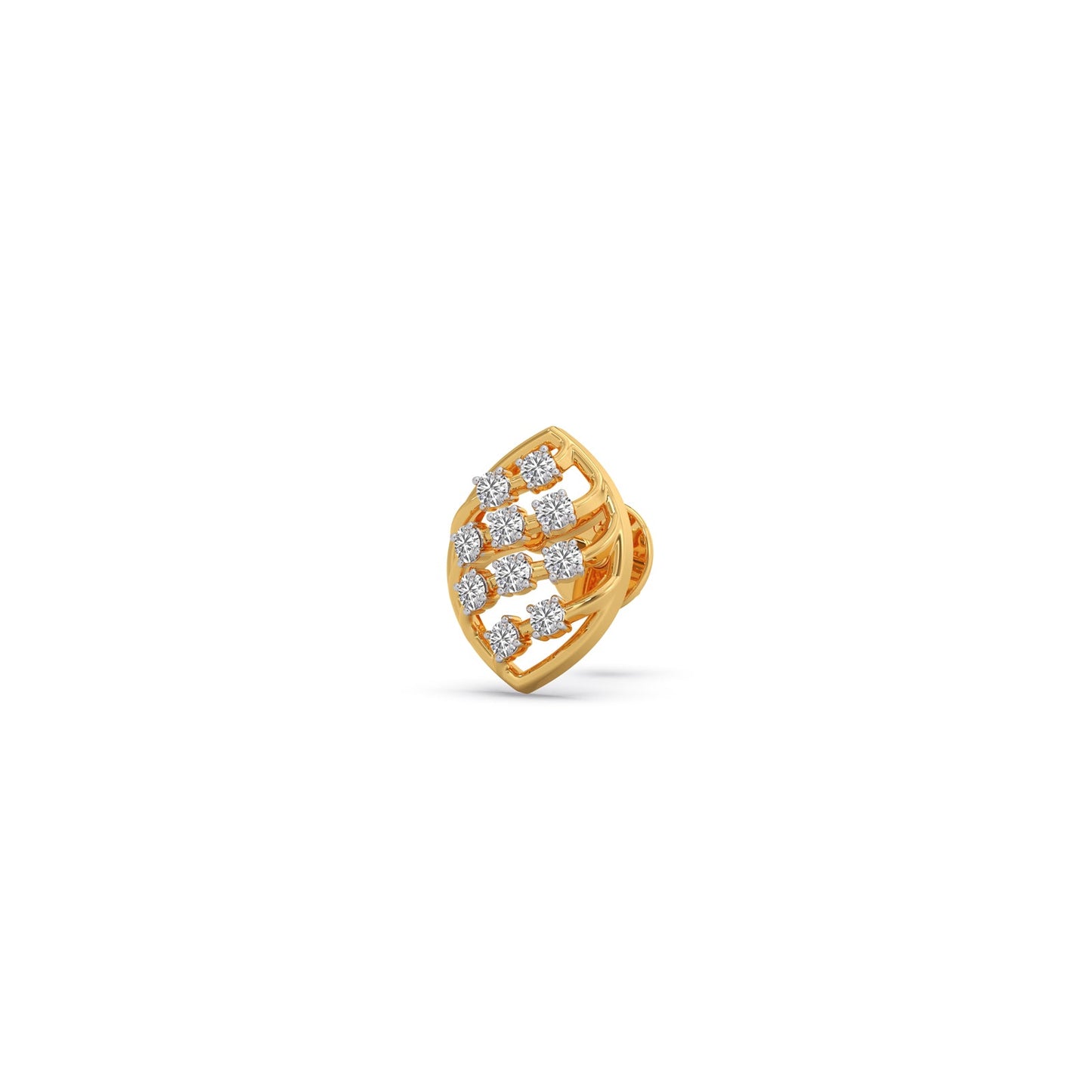 Round Diamond Leaf Stud Earrings