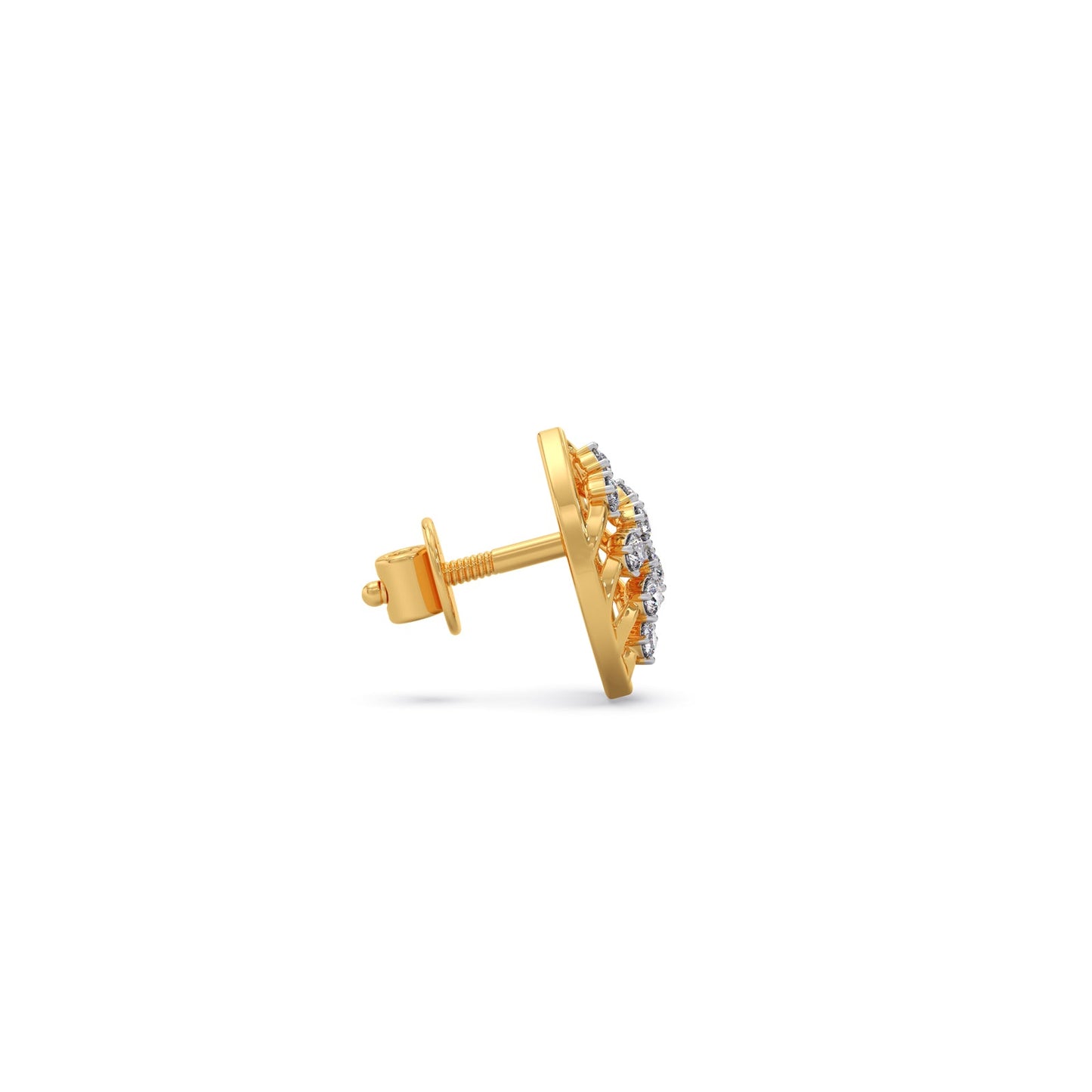 Round Diamond Leaf Stud Earrings