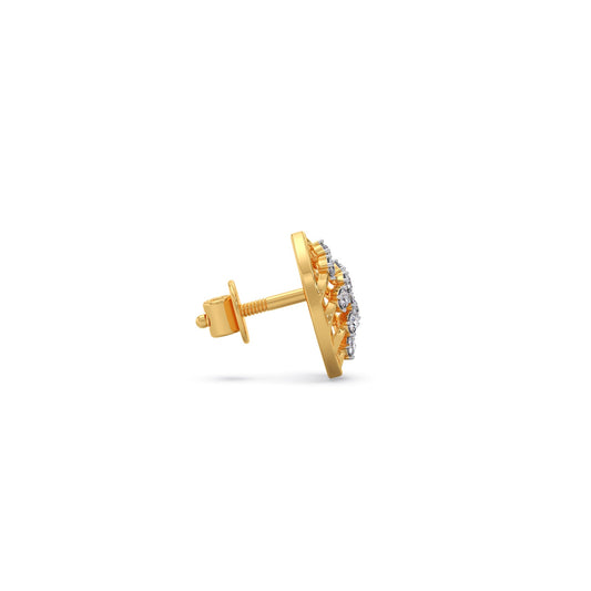 Round Diamond Leaf Stud Earrings