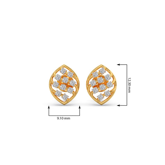 Round Diamond Leaf Stud Earrings