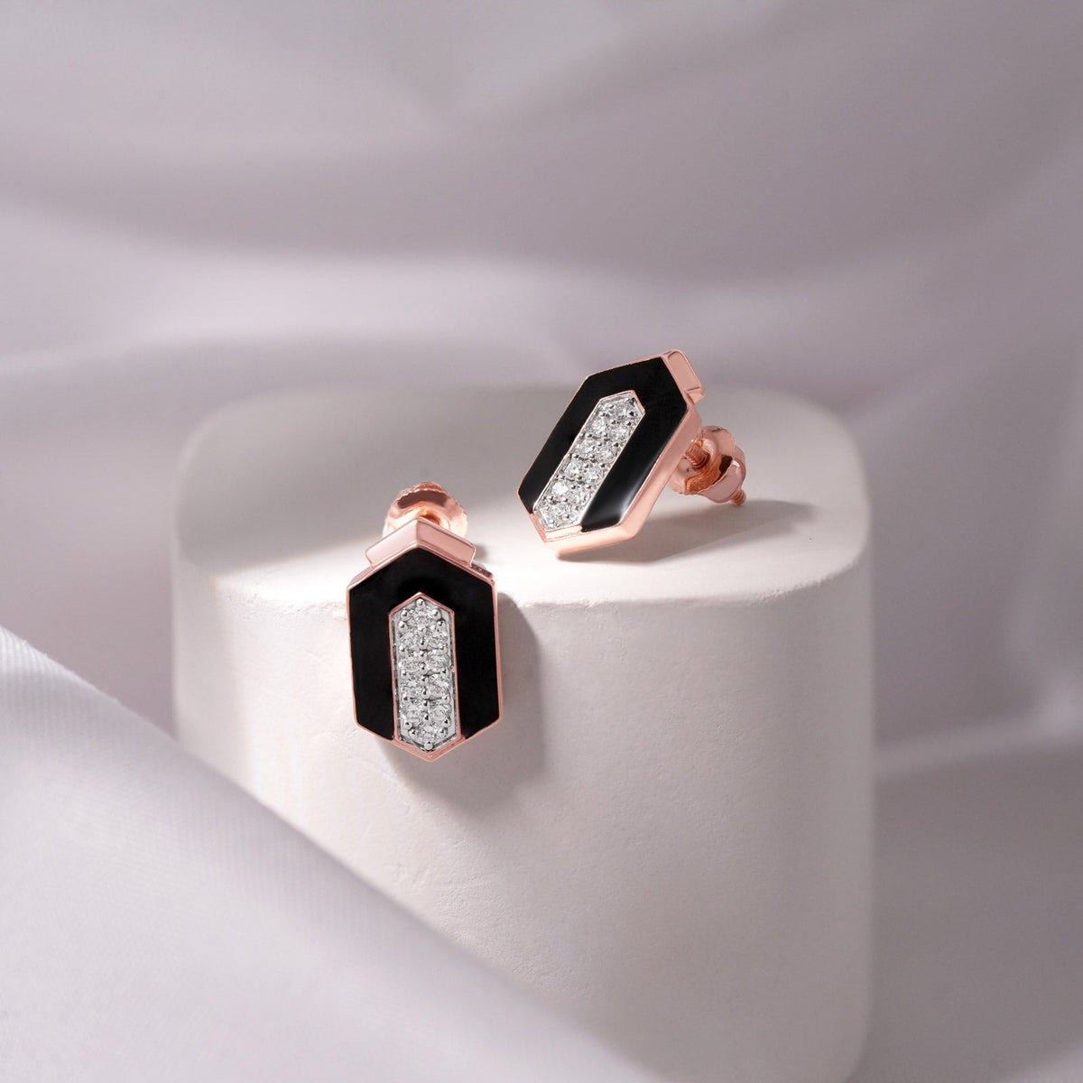 Midnight Frame Diamond Studs Earrings