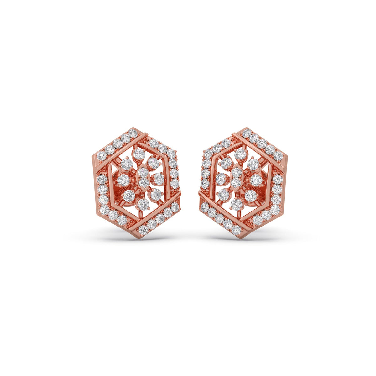 Celestial Hex Diamond Stud Earrings