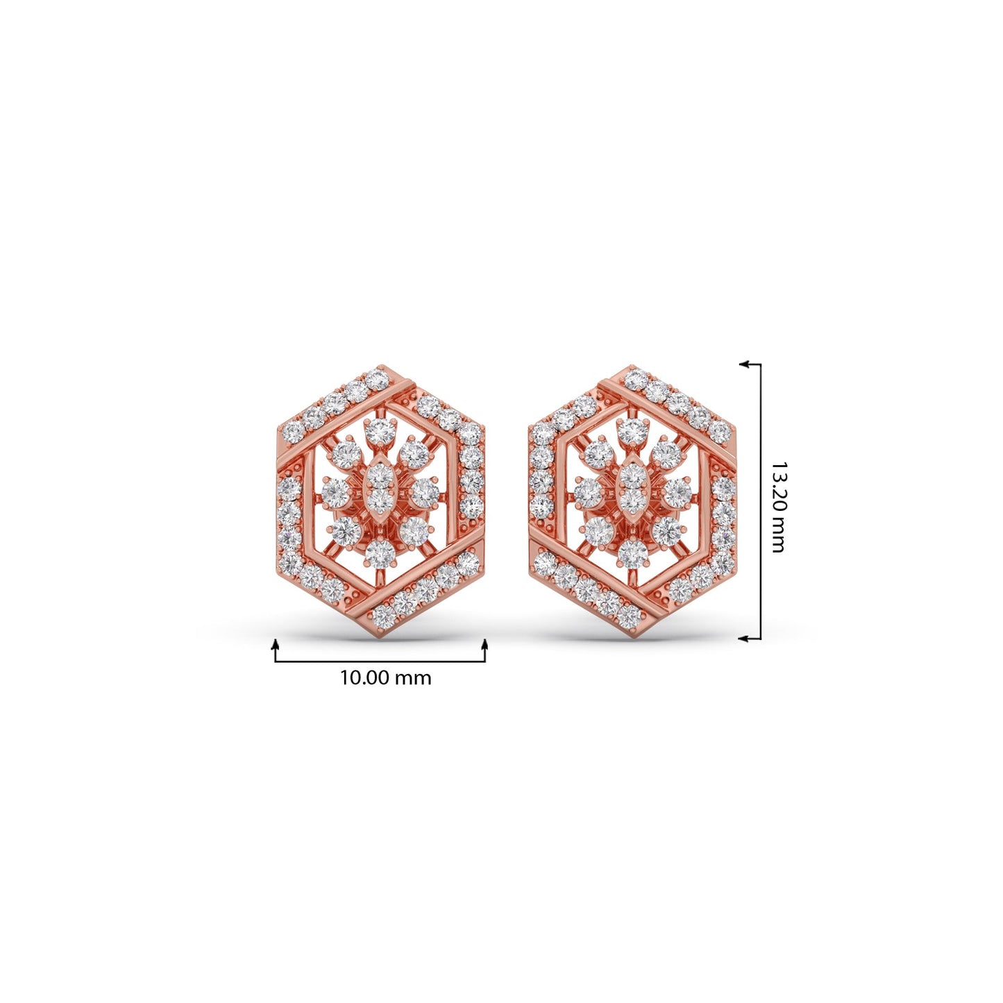 Celestial Hex Diamond Stud Earrings