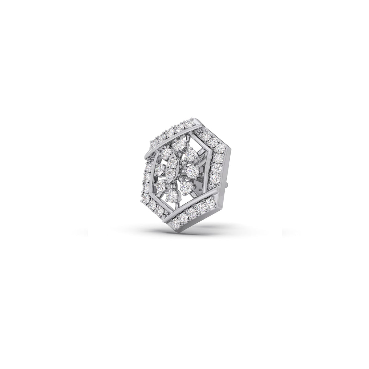 Celestial Hex Diamond Stud Earrings