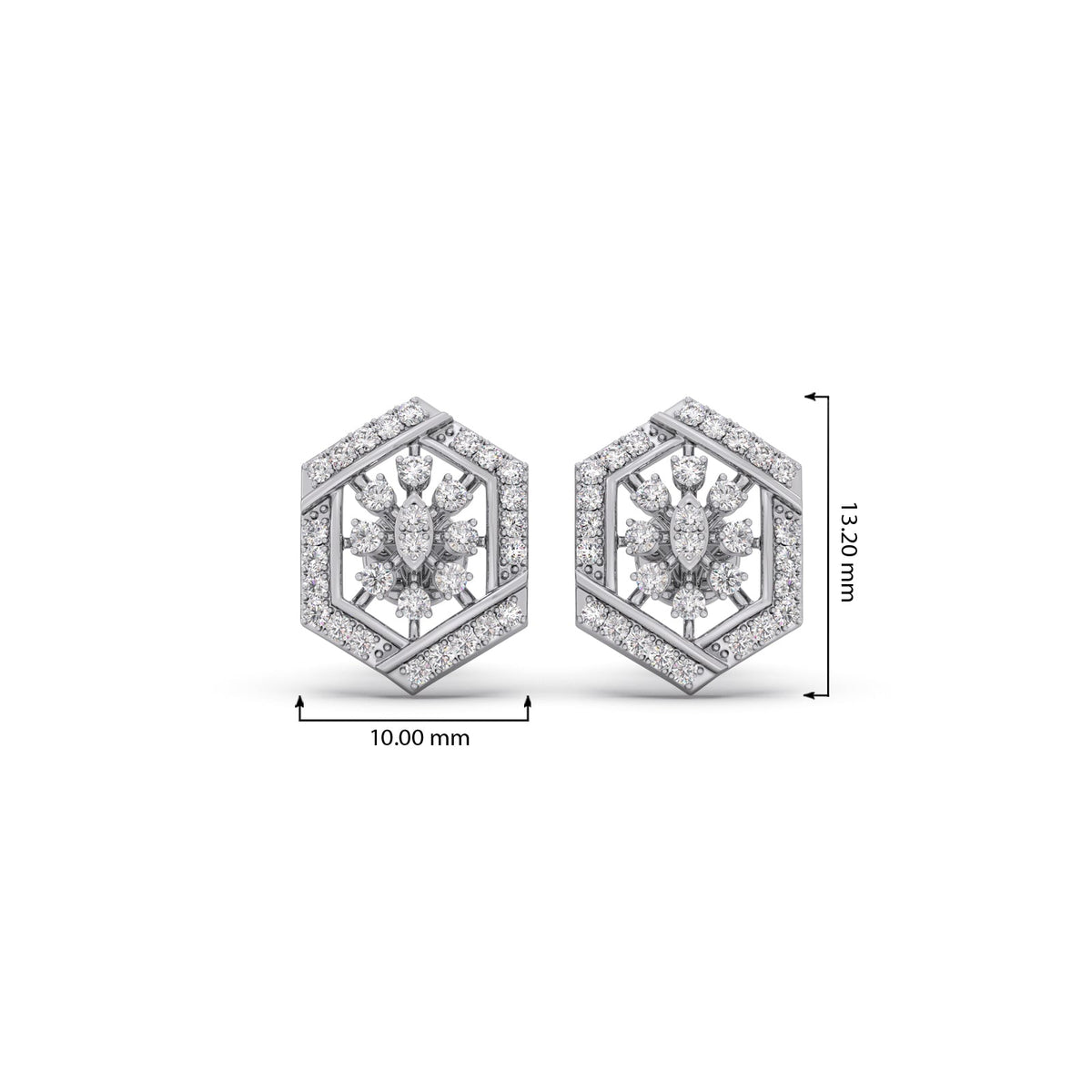 Celestial Hex Diamond Stud Earrings