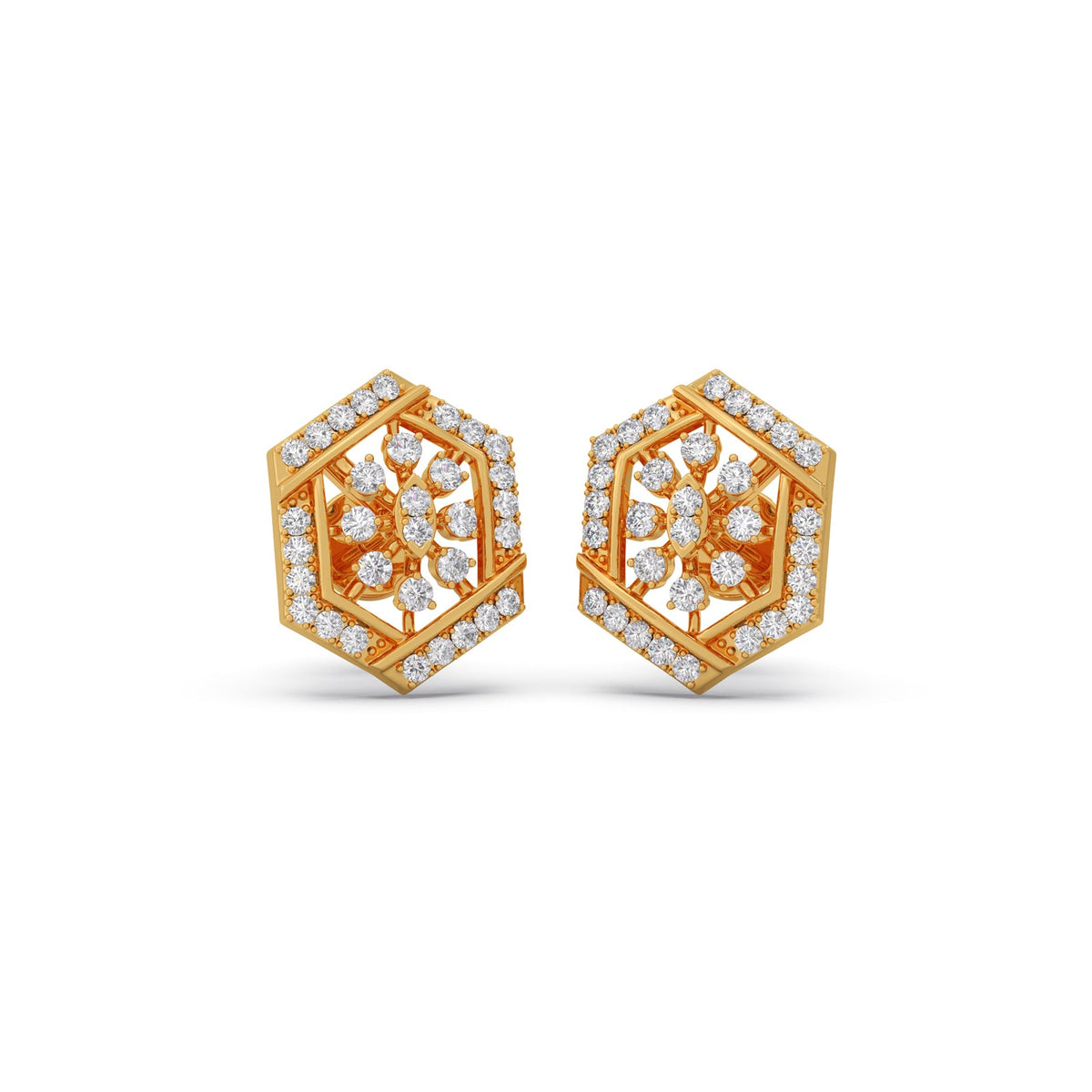 Celestial Hex Diamond Stud Earrings