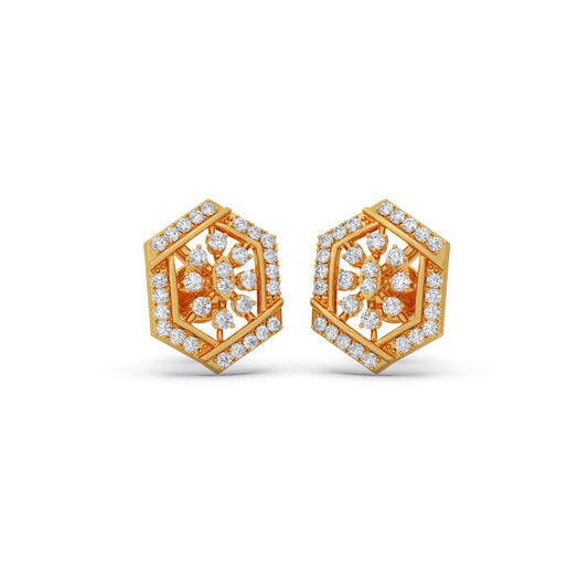 Celestial Hex Diamond Stud Earrings