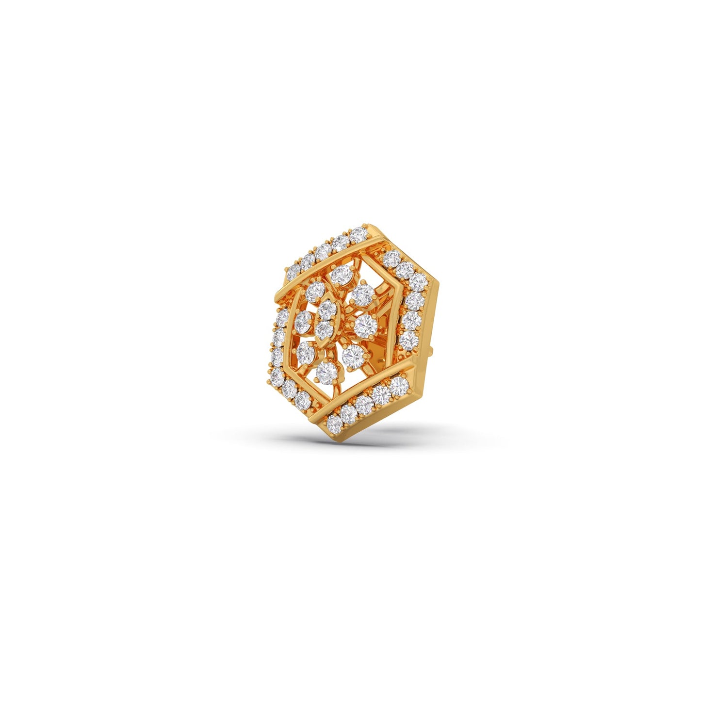 Celestial Hex Diamond Stud Earrings