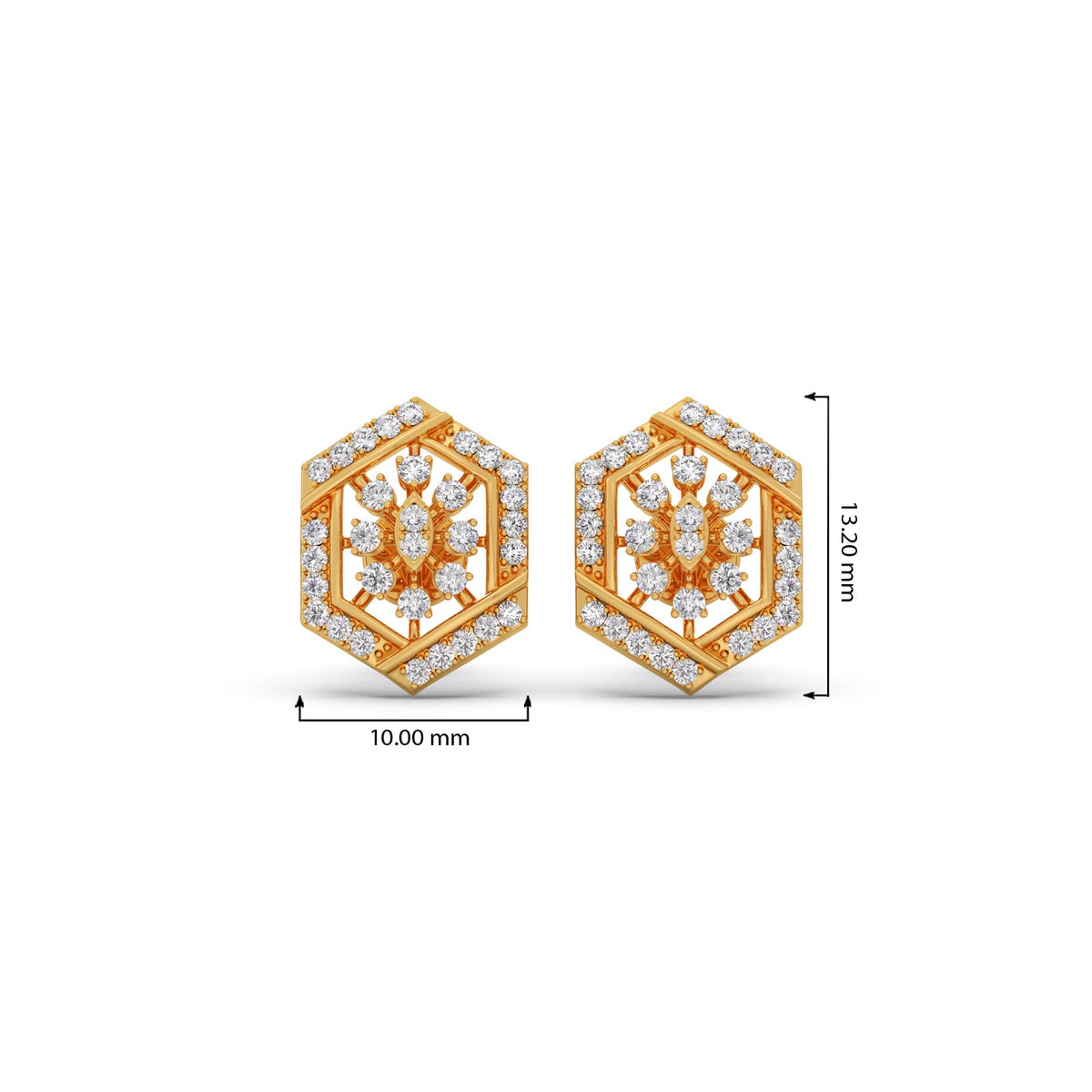Celestial Hex Diamond Stud Earrings