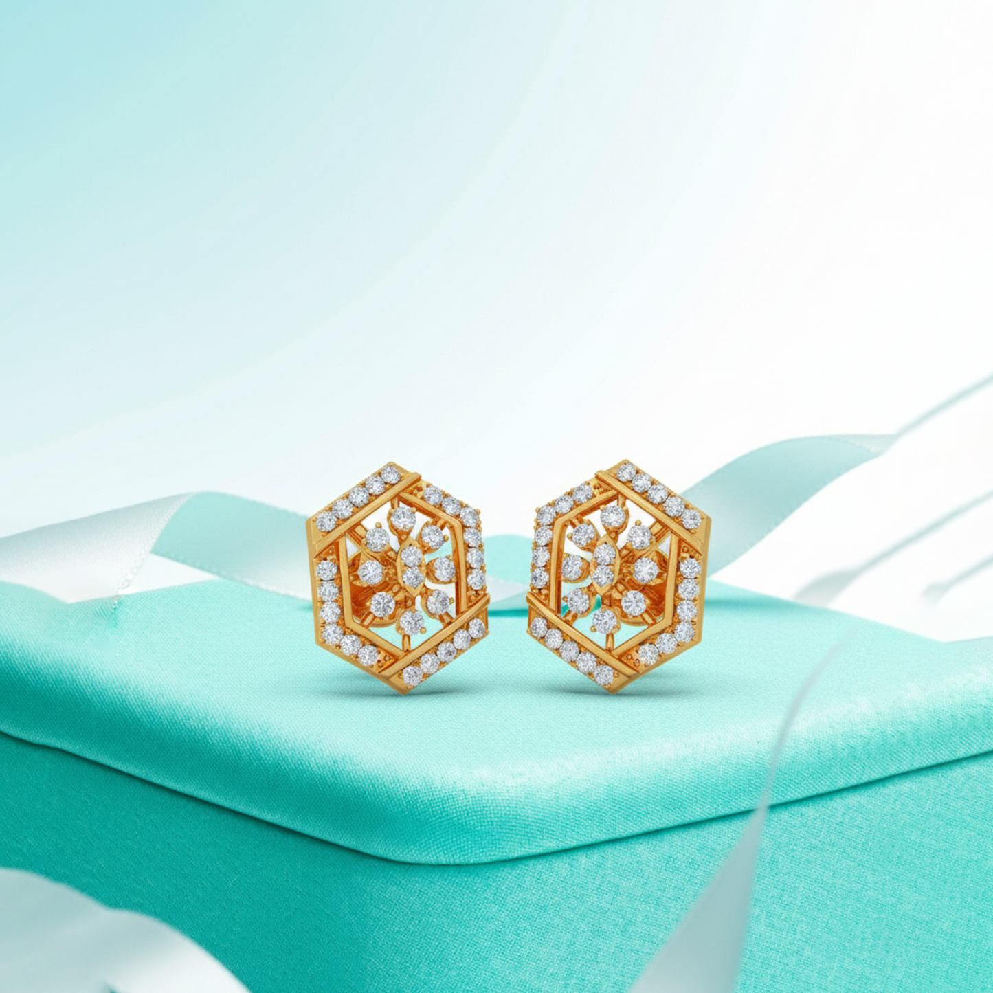 Celestial Hex Diamond Stud Earrings