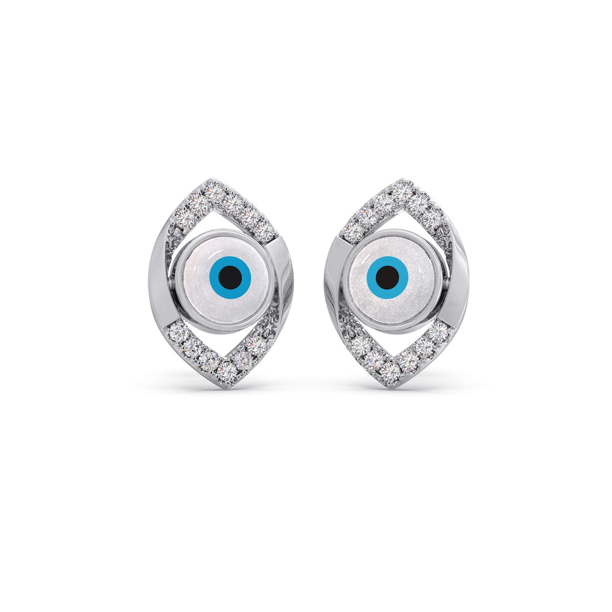 Round Diamond Beautiful Evil Eye Earrings